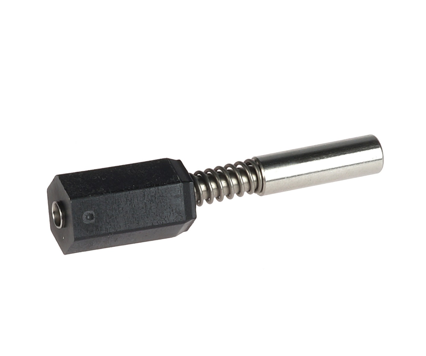 Spring-loaded pin for converting nylon end caps to flexton connectors