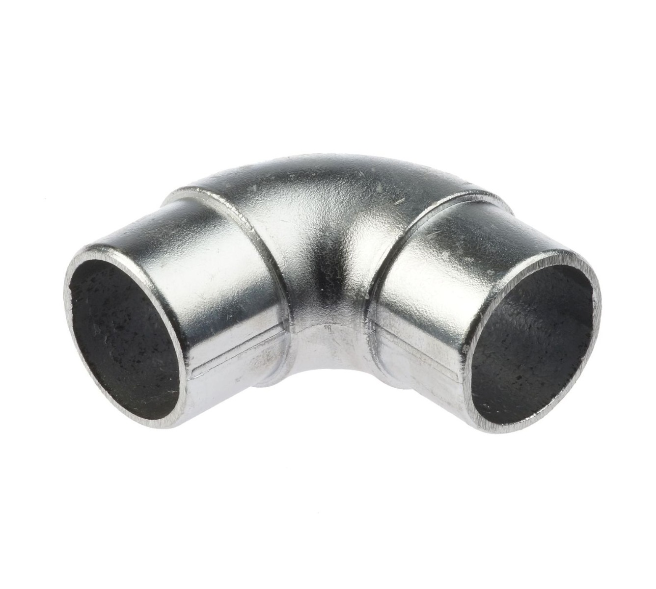 A silver aluminium 90-degree elbow connector for joining 60mm round pipes and tubing in industrial or structural applications.