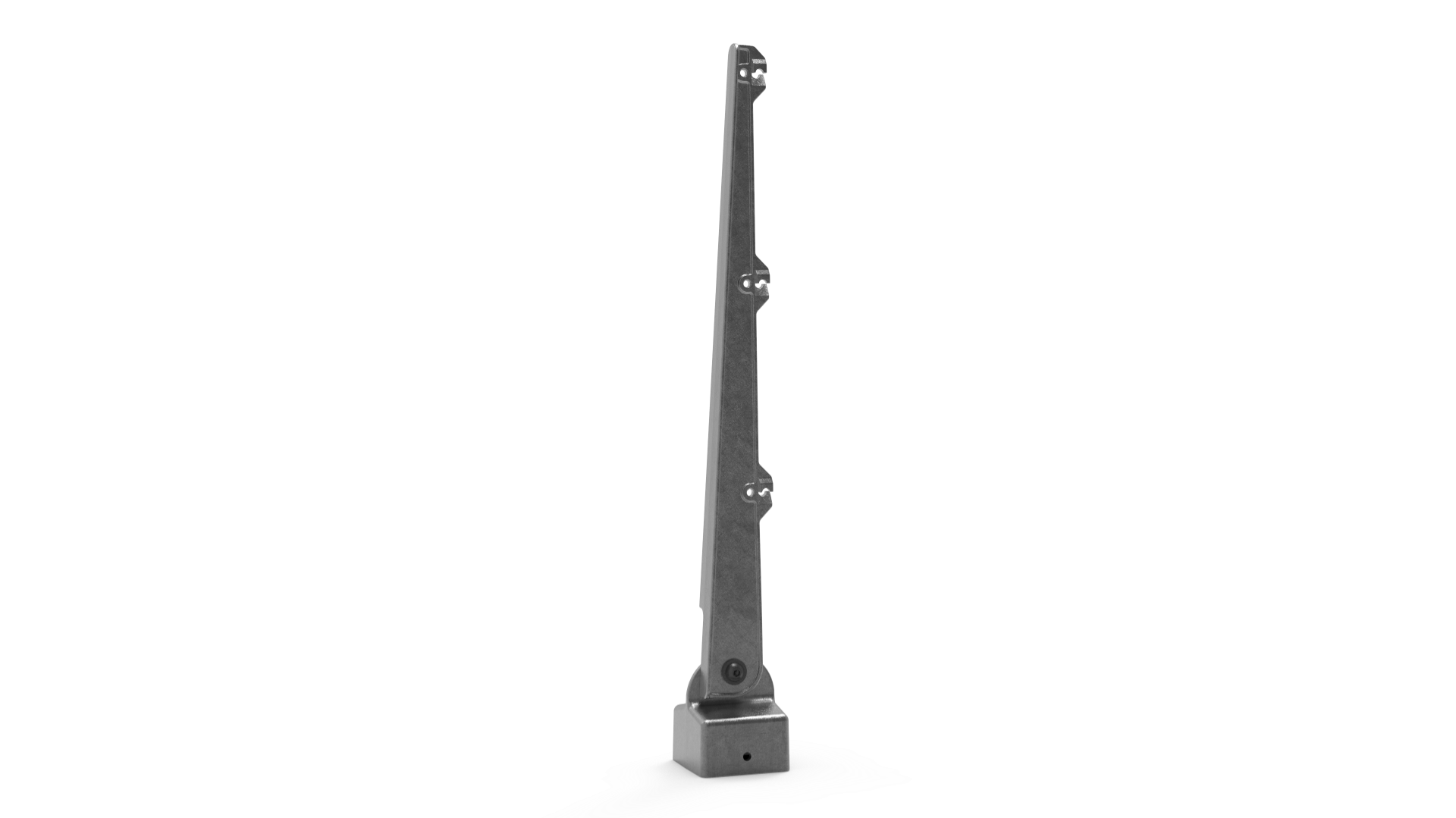 Straight barbed wire arm for 60x60 square posts in vertical 0 degree configuration. The aluminium arm bolts to an interchangeable sloped cap which closes the profile and protects the coating. Ideal where a clean vertical topping is specified along long ru