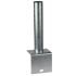 Steel L-shape base plate for Ø 60 mm tube with welded 3 mm upright and mounting surface with two pre-drilled holes. Hot-dip galvanised for fixing against concrete edges or wall surfaces.
