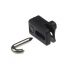 Tension wire bracket, black plastic with curved stainless steel pin
