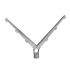 Double aluminium barbed wire arm 45 degree for 2 x 3 wires, V-shaped, for round posts 42 mm, 48 mm, or 60 mm, available in aluminium and coated finishes, for security fencing.