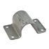 A U-shaped hot dip galvanised steel tube clamp featuring four pre-drilled holes for secure mounting on flat surfaces.