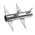 A single 230mm long, cylindrical hot-dip galvanized steel rotary spike with sharp triangular blades for security fence topping.
