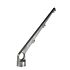A durable silver aluminum barbed wire arm with a 45-degree angle and three notches for secure fencing wire attachment.