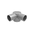 Light gray aluminum 90-degree external corner pipe fitting with two 42mm horizontal ports and a 60mm vertical base connection.