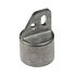 A grey aluminum end cap loop designed for structural tube mounting with a circular base and a flat top loop.