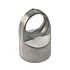 A silver aluminum through head fitting with a round top eyelet and cylindrical base for horizontal rail connections.