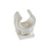 A white polypropylene pipe clip with a C-shaped holder and a square base for securing pipes or conduits to surfaces.