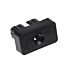 A black rectangular nylon end cap with a central hole and ribbed sides for secure insertion into metal tubing.