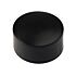 A round black plastic cap designed to fit externally over posts or pipes, providing a clean and protective finish.