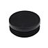 Circular black plastic internal end cap with ribbed sides designed for a secure push-fit into round metal tubes.