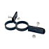Two black polyamide long lip brackets with silver mounting bolts and nuts for 60mm double rod angle connections.