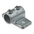 A galvanized metal cast fascia board bracket featuring a pipe sleeve, two hex screws, and a flat mounting base.