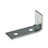 L-shaped zinc-plated metal bracket with a 90-degree bend and three pre-drilled mounting holes for secure structural support.