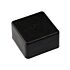 A single black square plastic post cap designed for an external fit, displayed against a clean white background.