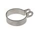 A circular stainless steel end bracket featuring two mounting tabs with square and round holes for securing pipes.