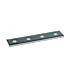 Close-up of a flat rectangular electro galvanized metal rail connector featuring four evenly spaced holes for secure structural mounting.