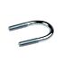A U-shaped silver metal bolt with threaded ends, designed for use as a wire clamp, isolated on a white background.