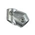 Galvanised cast iron adjustable tee fitting for connecting structural pipes at 30 to 60 degree angles using hex screws.