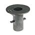 Industrial hot-dip galvanised cast iron ground socket featuring a top flange with a set screw for pipe mounting.