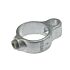 A hot-dip galvanised cast iron gate eye pipe clamp with a set screw for secure mounting on metal railings.