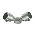 Hot-dip galvanised cast iron 90-degree corner swivel pipe fitting with adjustable sockets and integrated set screws for tube connections.
