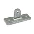 Hot-dip galvanized metal hinge support featuring a rectangular base with two mounting holes and a central vertical eyelet tab.