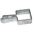A silver hot-dip galvanised metal end clamp bracket for a 60x60mm square box section post, featuring an extended lip.