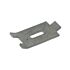 A hot-dip galvanised metal angle joint plate with a central slot used for connecting double rod mesh fence panels.