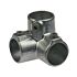 Heavy-duty hot-dip galvanised cast iron three-way 90-degree elbow pipe fitting with set screws for secure connections.