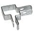A silver galvanized steel corner bracket with pre-drilled holes, designed for mounting double rod mesh to 60x60mm box profile posts.