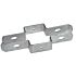 A silver hot-dip galvanized metal clamp bracket designed for 60x60mm square posts to secure double bar mesh fence panels.