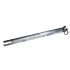 A long hot-dip galvanised steel throw-over latch with a pin and chain for securing heavy-duty double gates.