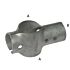 A heavy-duty hot-dip galvanised two-part metal T-clamp for pipe connections, featuring clear assembly labels A and B.