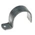 A single-lip hot-dip galvanised steel tube clamp featuring a single mounting hole for securing industrial pipes and conduits.