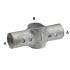 A heavy-duty hot-dip galvanised metal cross joint fitting with four pre-drilled bolt holes for securing intersecting structural pipes.