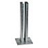 A heavy-duty hot-dip galvanised metal base plate with a 60x60mm slotted box section for mounting posts.