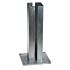 A hot-dip galvanized steel base plate designed for an 80x80 box section featuring a vertical slotted tube and mounting holes.