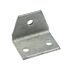 An L-shaped hot-dip galvanised steel corner piece with three mounting holes for secure attachment in various structural applications.