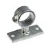 A hot dip galvanised cast iron G143 handrail bracket with a circular pipe opening and rectangular mounting base.