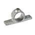 A silver-colored, hot-dip galvanized cast iron double fixing bracket with a central ring and two side mounting flanges.