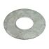 Circular hot-dip galvanised metal ring with a center hole used as a ground level stabilizer for fence posts.