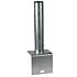 A sturdy hot-dip galvanised L-shape base plate with a vertical tube mount designed for 60mm round pipes or posts.