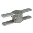 A heavy-duty hot-dip galvanised ring pipe clamp rotation part with a central sleeve and four protruding flat mounting plates.