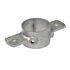 A silver hot-dip galvanized ring pipe clamp featuring two side lips with pre-drilled holes for secure mounting on surfaces.