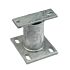 Hot-dip galvanized steel spacer with a square base and rectangular top plate featuring slotted holes for secure industrial mounting.