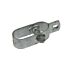 A silver hot dip galvanised steel wire tensioner used for tightening and securing fence wires on a white background.
