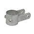 A hot-dip galvanized metal pipe support clamp featuring a cylindrical center and two protruding lips with pre-drilled bolt holes.