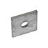 Square hot-dip galvanised metal top angle plate with a center hole for securing double rod mesh fencing.